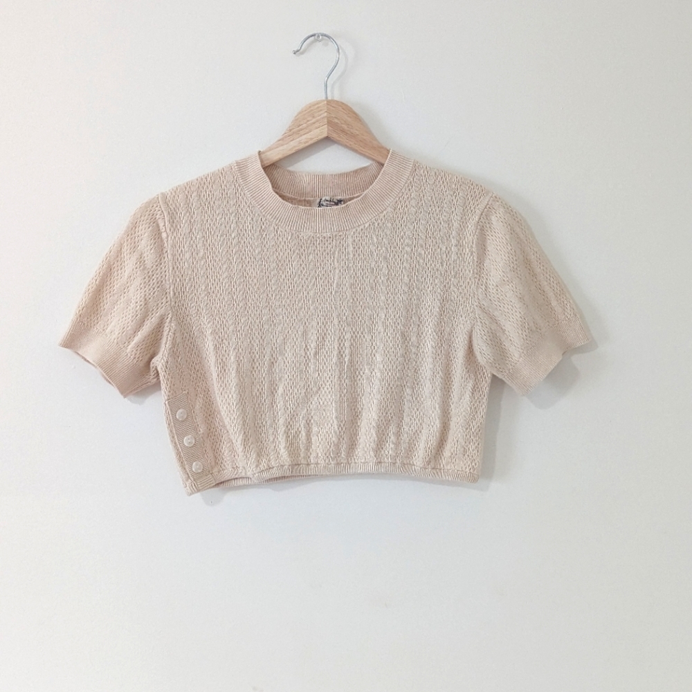 COPY - Free people tan/cream crop top with button detail